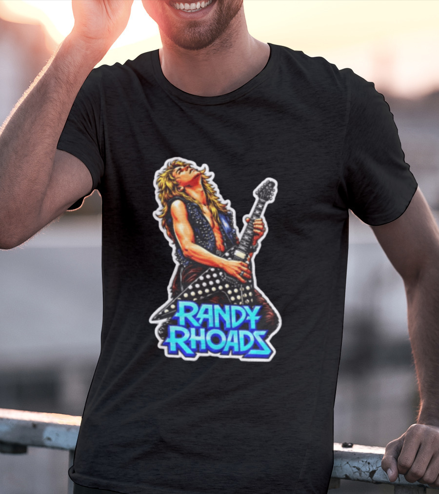 Randy Rhoads Polka Guitar Blonde Guitarist Playing T-Shirt