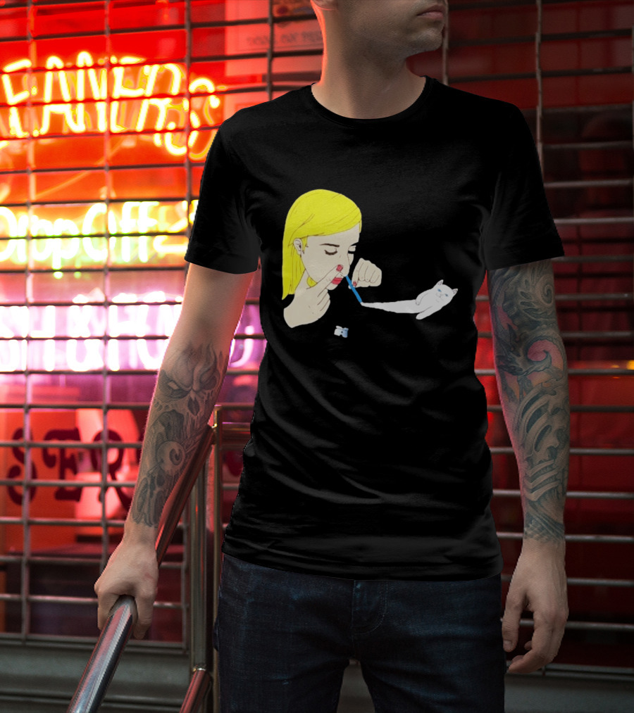 Ripndip Nermal Snorting Cat Blonde Girl Streetwear T-Shirt