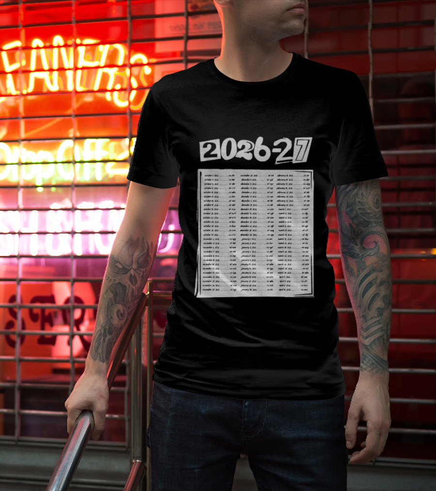 2026 2027 San Jose Sharks Team Hockey Match Date Schedule T-Shirt