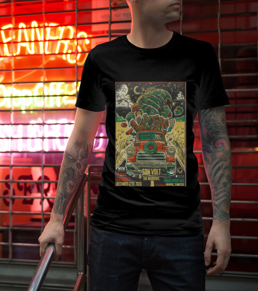 Lucero Family Christmas Concert Memphis Minglewood Hall December 12 2026 Featuring Son Volt And The Narrows Holiday Bash T-Shirt