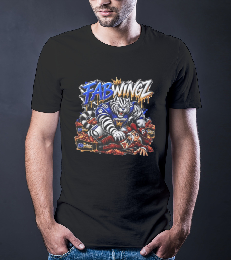 FABWINGZ 00 Tiger Vs Old Cowboy In Chicken Wings Battle T-Shirt