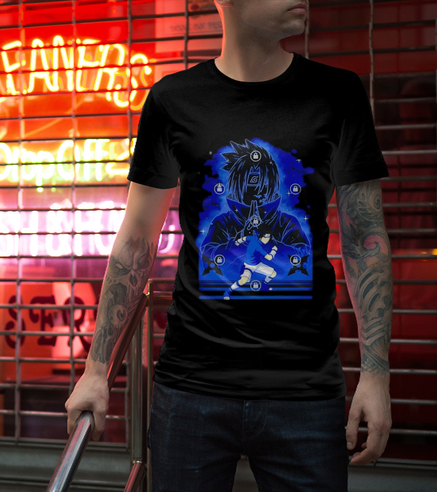 Sasuke Uchiha Naruto Anime Ninja Sharingan Chidori Jutsu T-Shirt