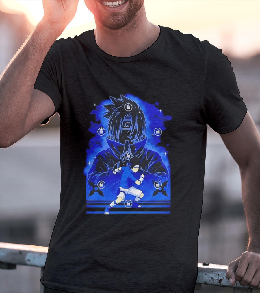 Sasuke Uchiha Naruto Anime Ninja Sharingan Chidori Jutsu T-Shirt