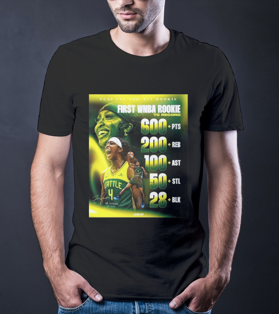Flau'jae For All Rookie First WNBA Rookie To Record 600+ PTS 200+ REB 100+ AST 50+ STL 28+ BLK Seattle T-Shirt