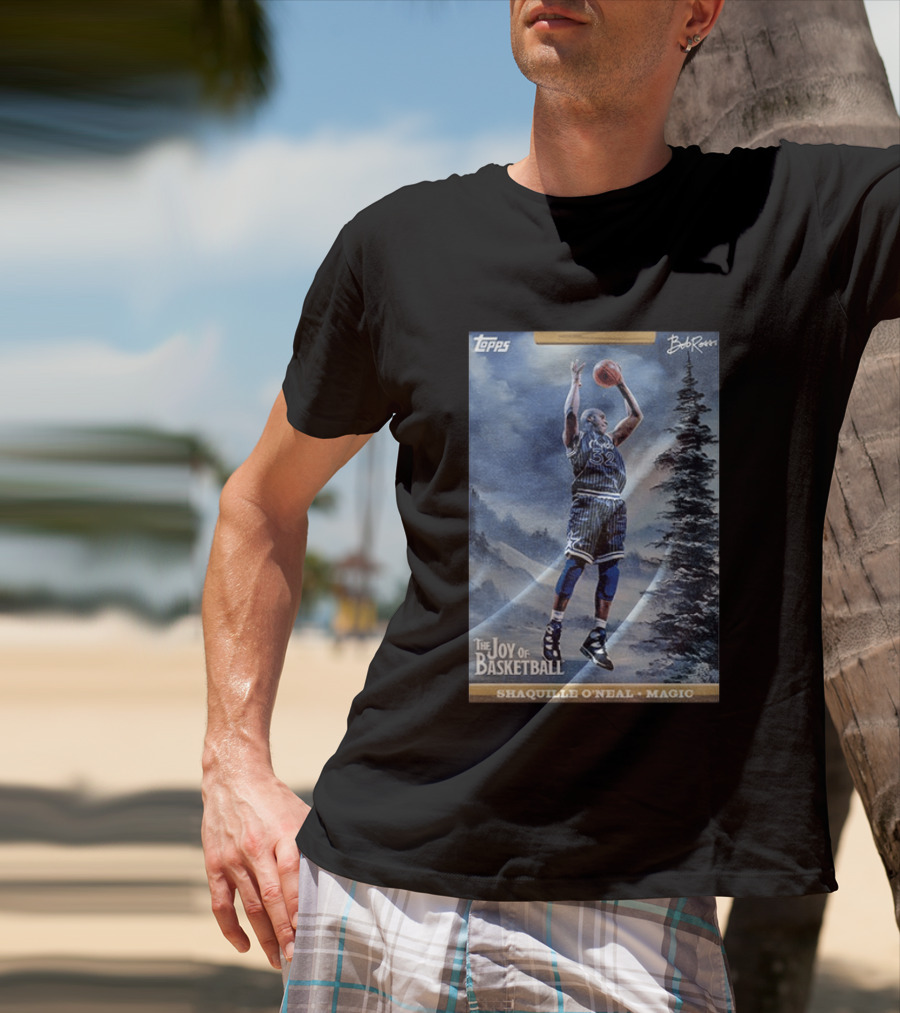 Shaquille O'Neal Magic Topps Bob Ross The Joy Of Basketball Card T-Shirt