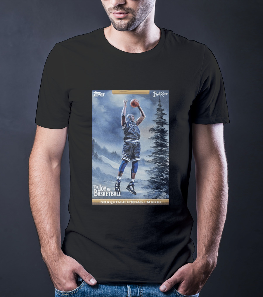 Shaquille O'Neal Magic Topps Bob Ross The Joy Of Basketball Card T-Shirt