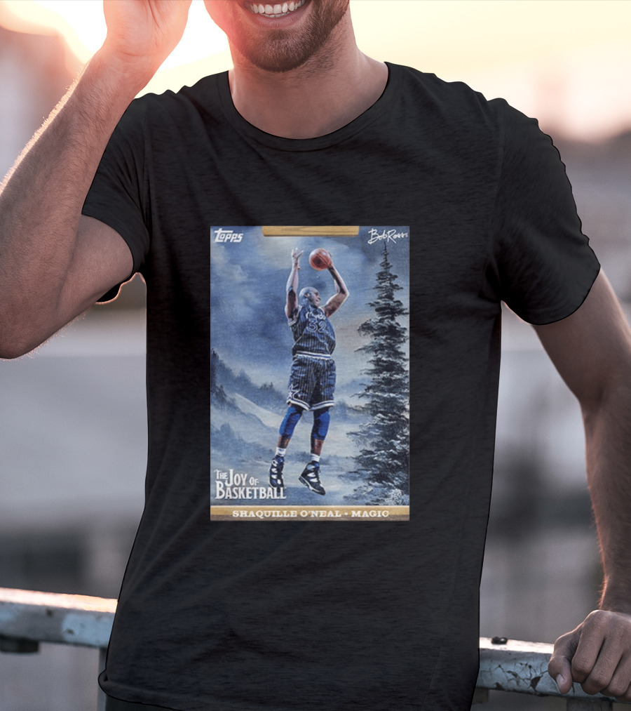 Shaquille O'Neal Magic Topps Bob Ross The Joy Of Basketball Card T-Shirt