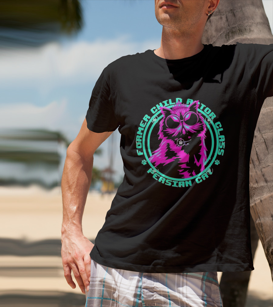Former Child Actor Class Persian Cat Neon Crowned Kitty T-Shirt
