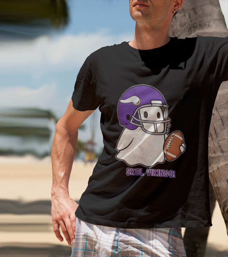 Minnesota Vikings Skol Vikings Ghost Purple Football Helmet T-Shirt