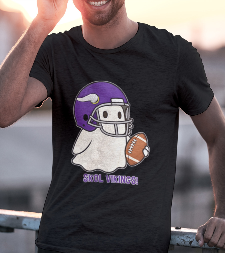 Minnesota Vikings Skol Vikings Ghost Purple Football Helmet T-Shirt