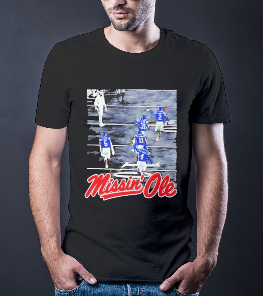 Missin' Ole Mississippi Rebels Football Players In Action T-Shirt