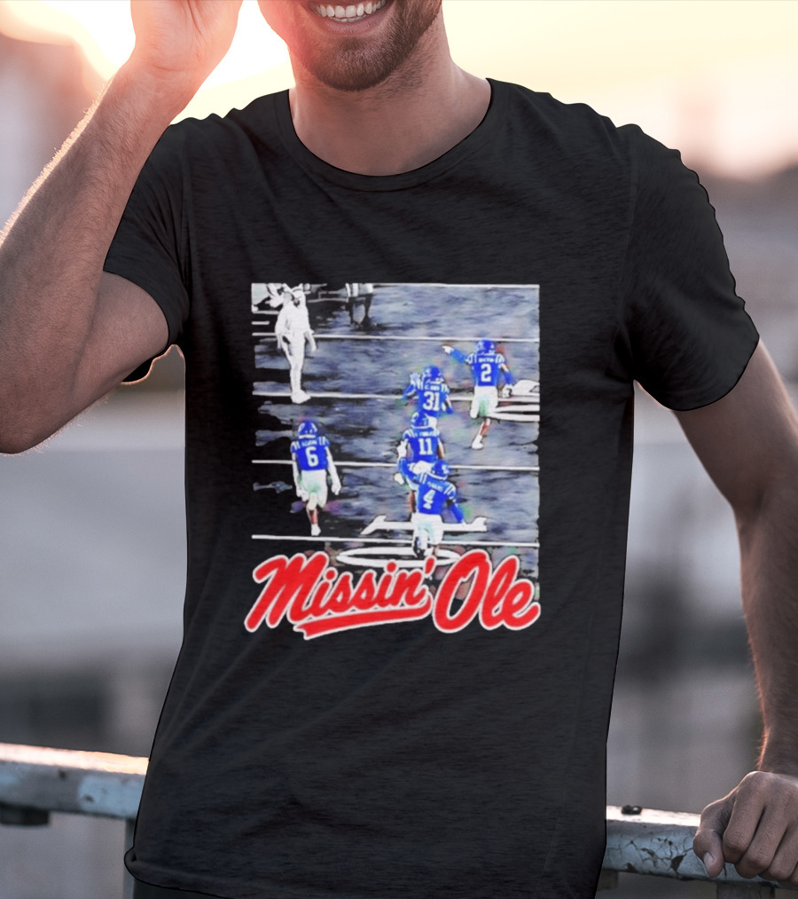 Missin' Ole Mississippi Rebels Football Players In Action T-Shirt