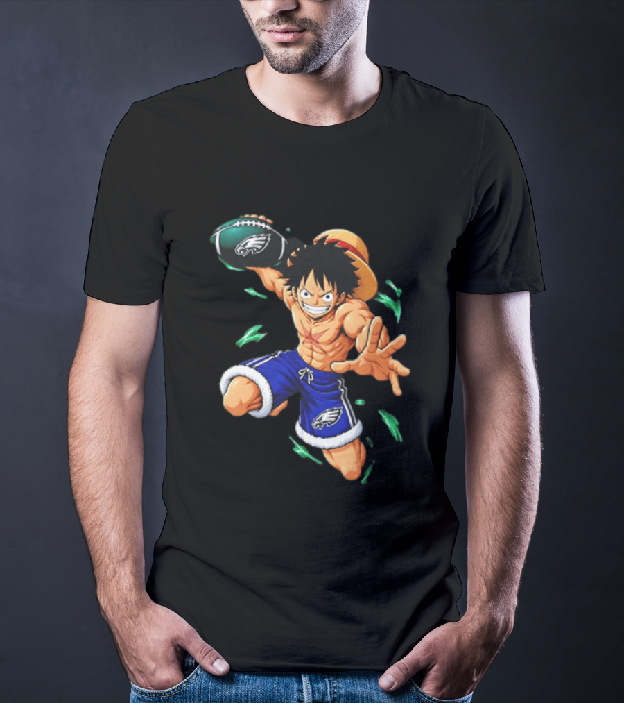 Monkey D. Luffy Philadelphia Eagles Football Anime T-Shirt