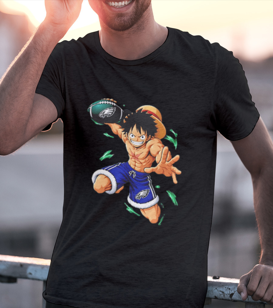 Monkey D. Luffy Philadelphia Eagles Football Anime T-Shirt