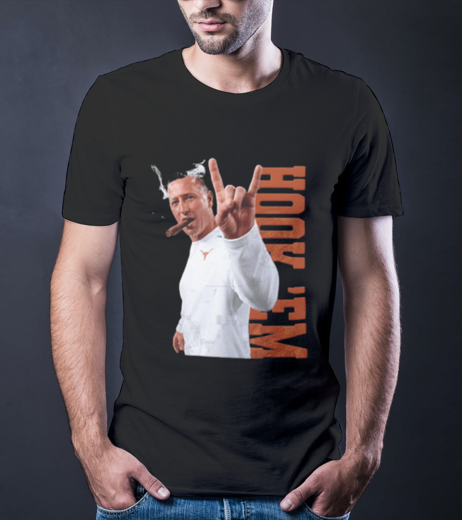 Steve Sarkisian Texas Longhorns NCAA Hook Em Smoking Cigar T-Shirt