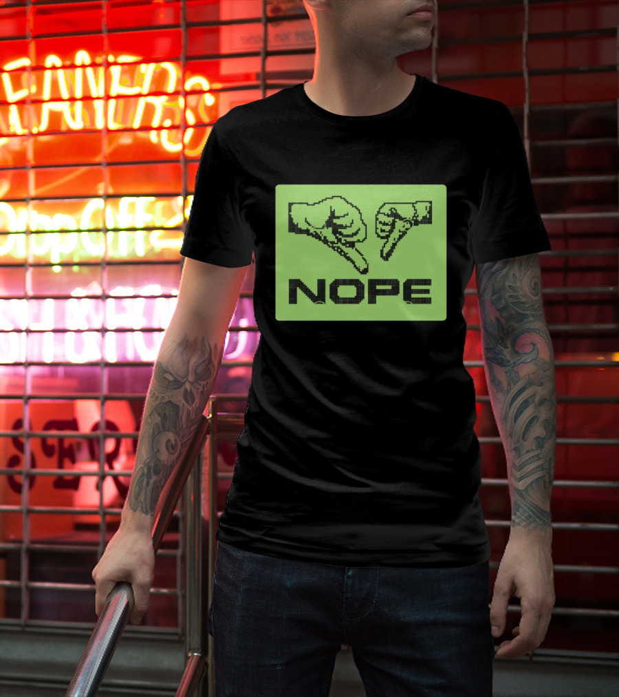 Nope Thumbs Down Pixel Art Dislike Expression T-Shirt