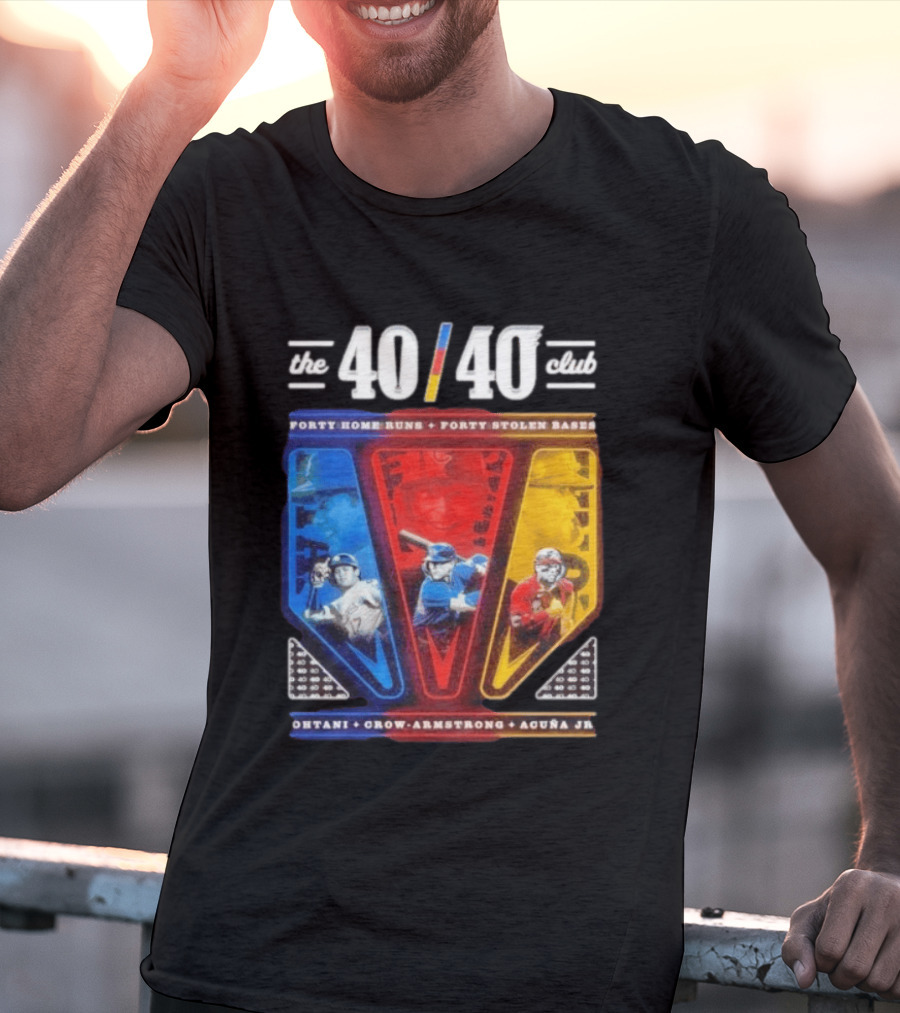 The 40 40 Club Forty Home Runs Forty Stolen Bases Ohtani Crow Armstrong Acuña Jr T-Shirt