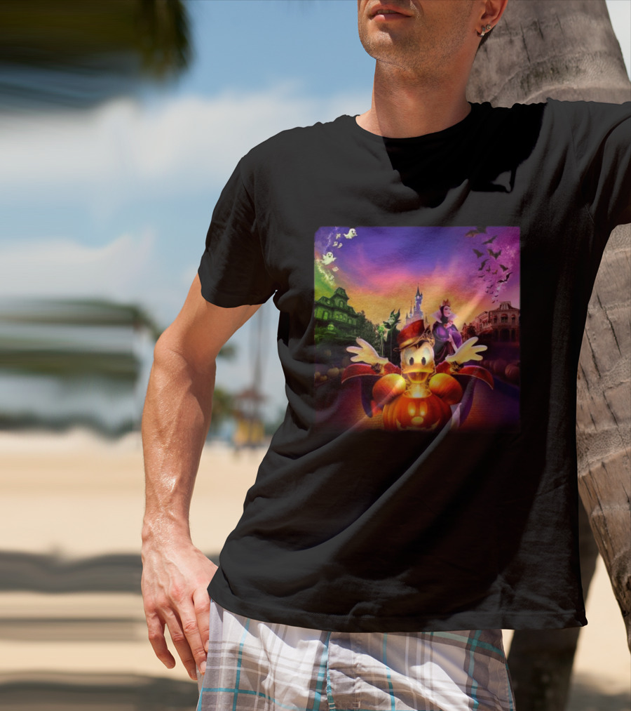 2026 Disney Halloween Festival Disneyland Paris With Haunted Mansion And Donald Duck T-Shirt