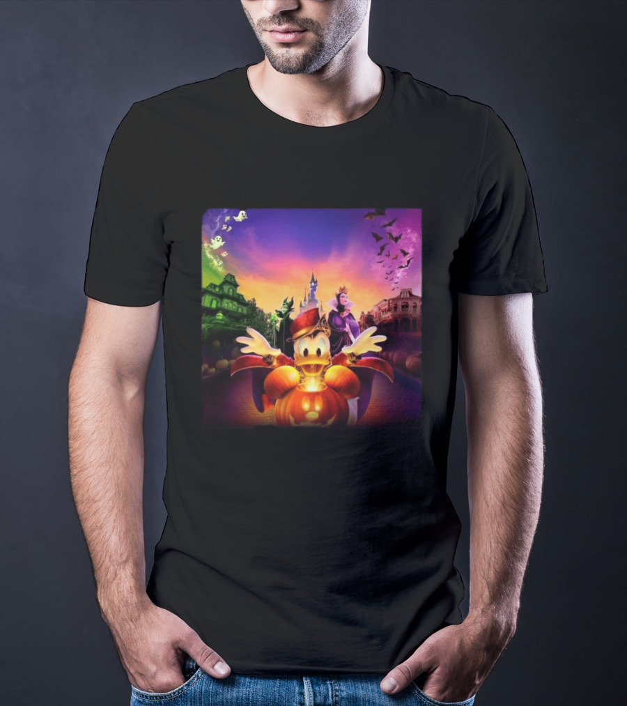 2026 Disney Halloween Festival Disneyland Paris With Haunted Mansion And Donald Duck T-Shirt