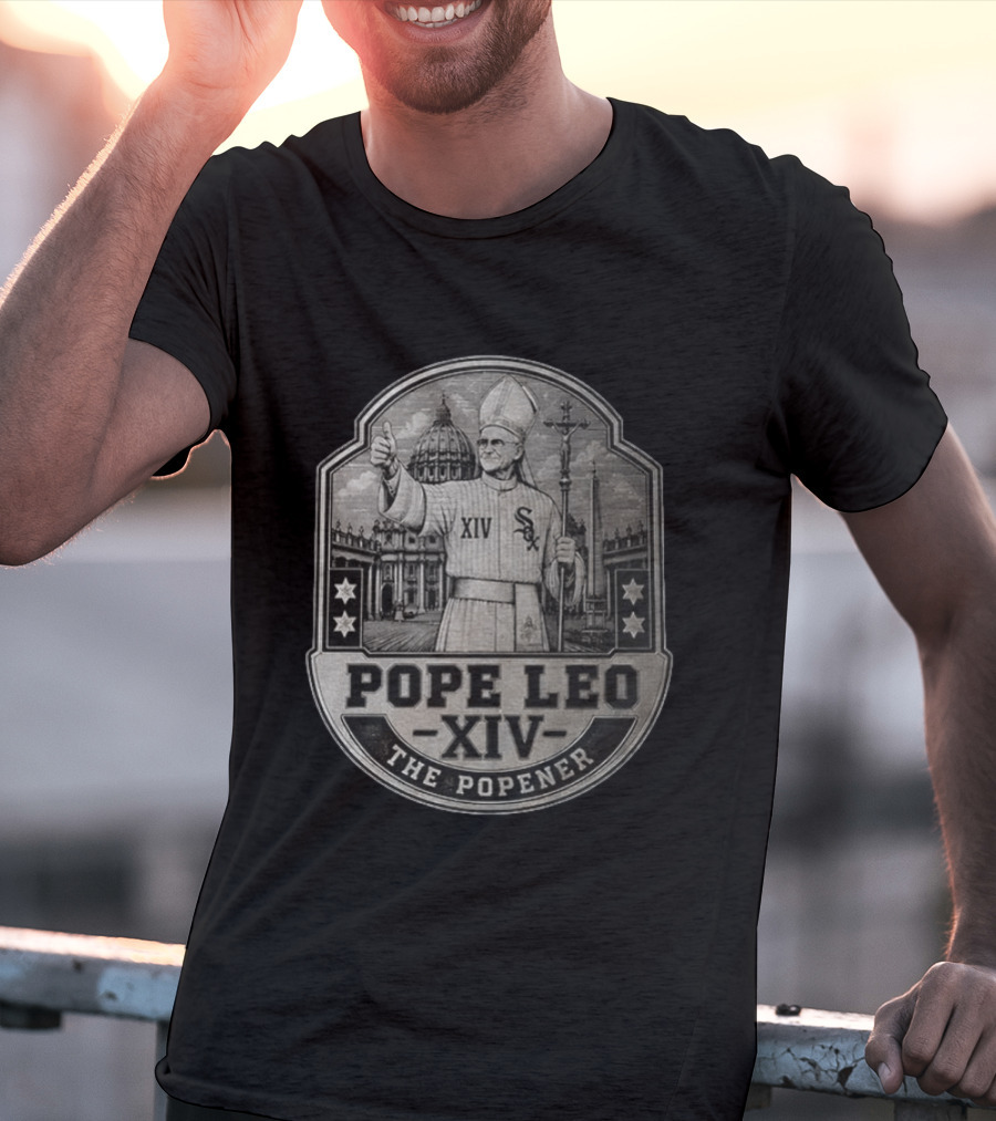 Pope Leo XIV The Popener Chicago Baseball Sox Crest T-Shirt