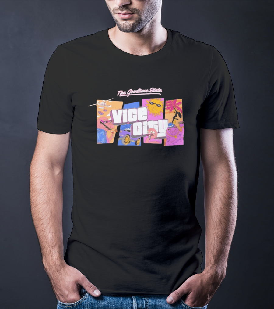 The Goodtime State Vice City Chunker Gaming Retro Tropical T-Shirt