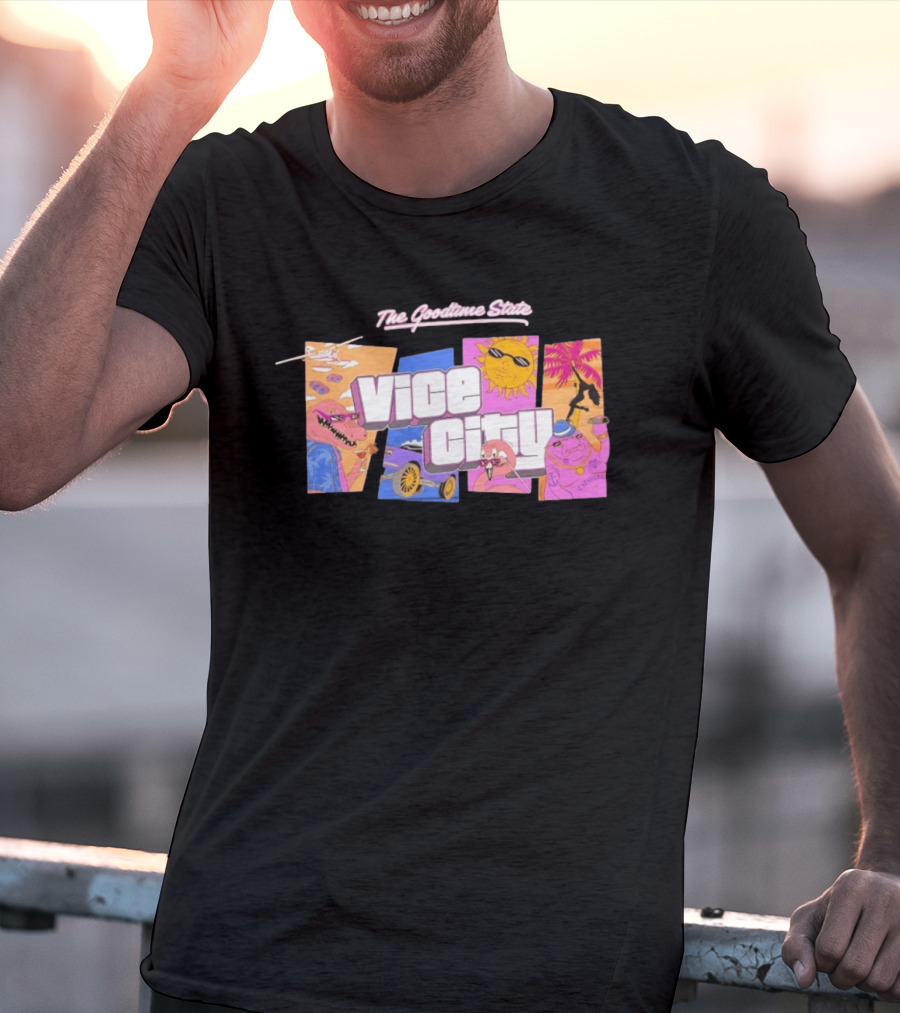 The Goodtime State Vice City Chunker Gaming Retro Tropical T-Shirt