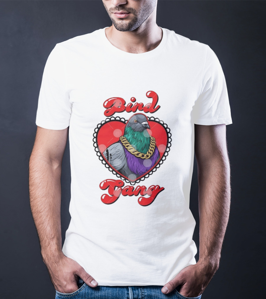 Bird Gang Pigeon With Heart Shaped Gold Chain T-Shirt