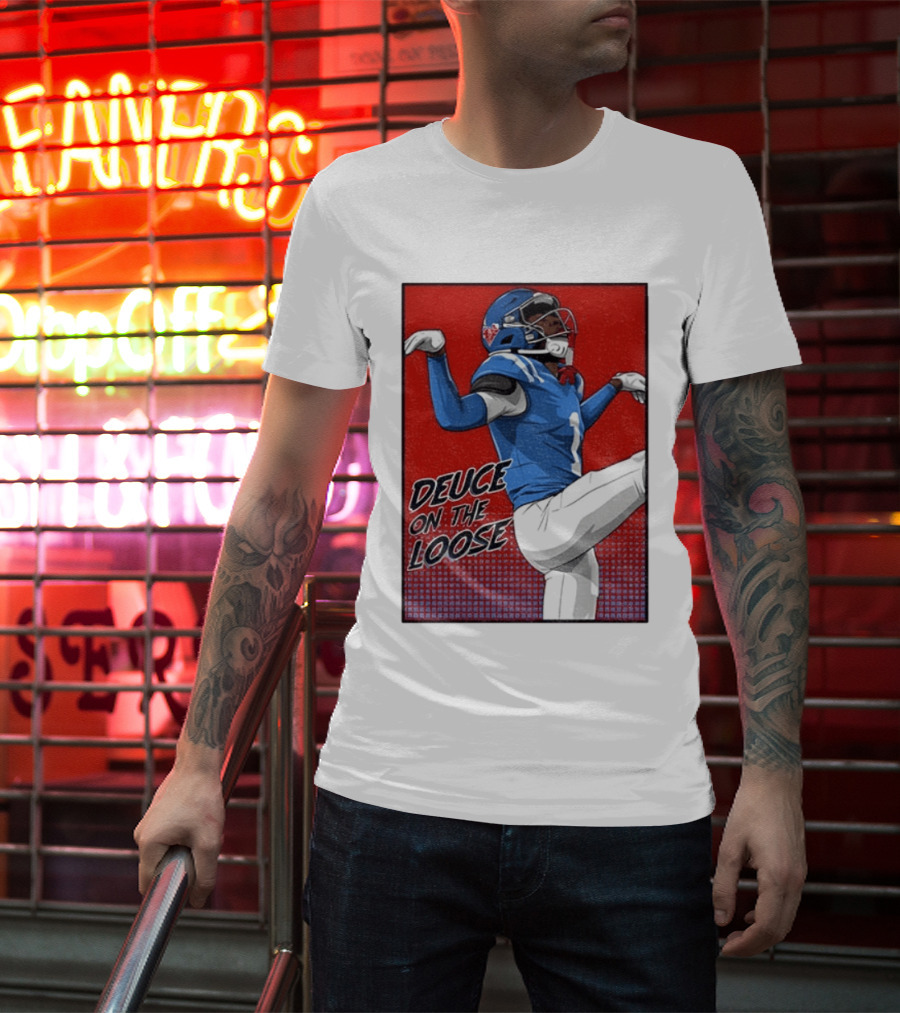 Deuce On The Loose Ole Miss Rebels Football Player Action T-Shirt