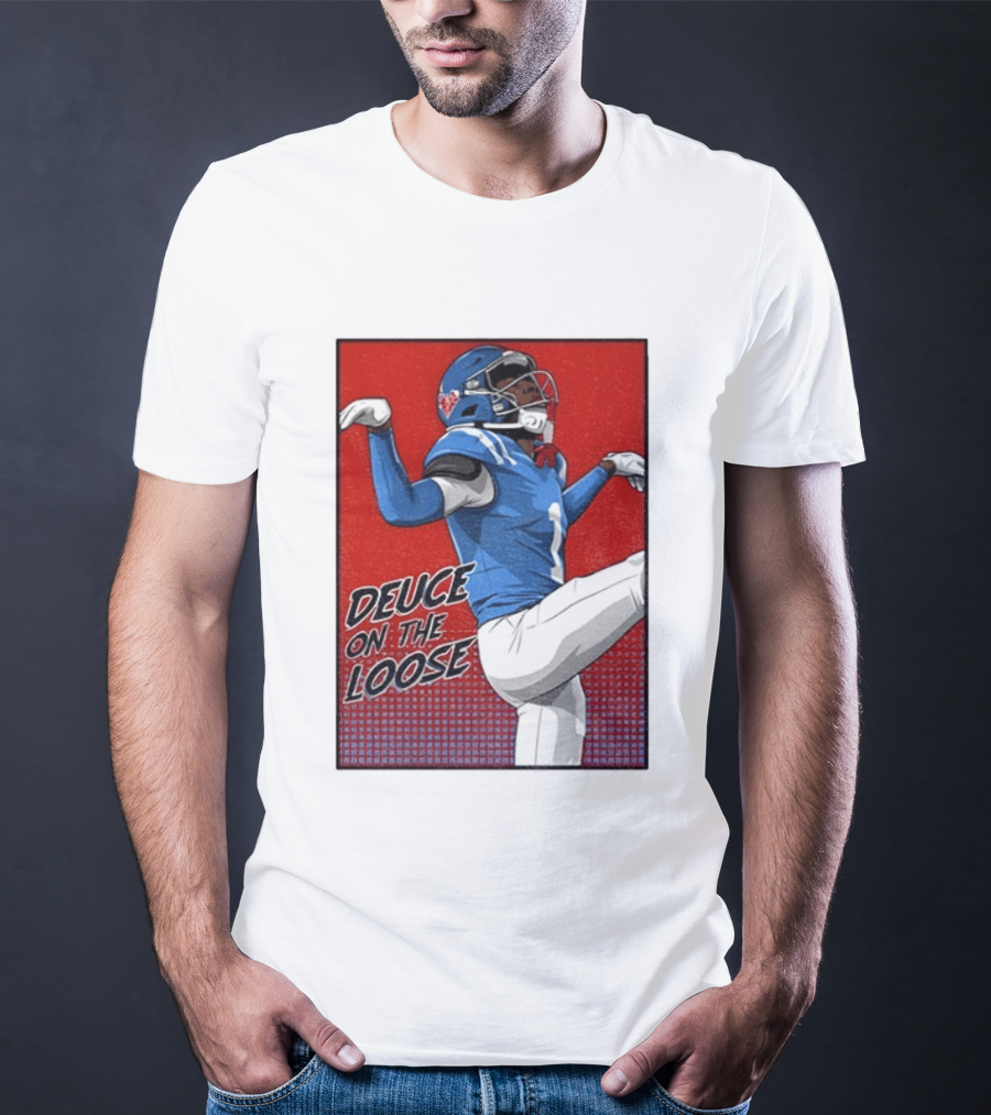 Deuce On The Loose Ole Miss Rebels Football Player Action T-Shirt