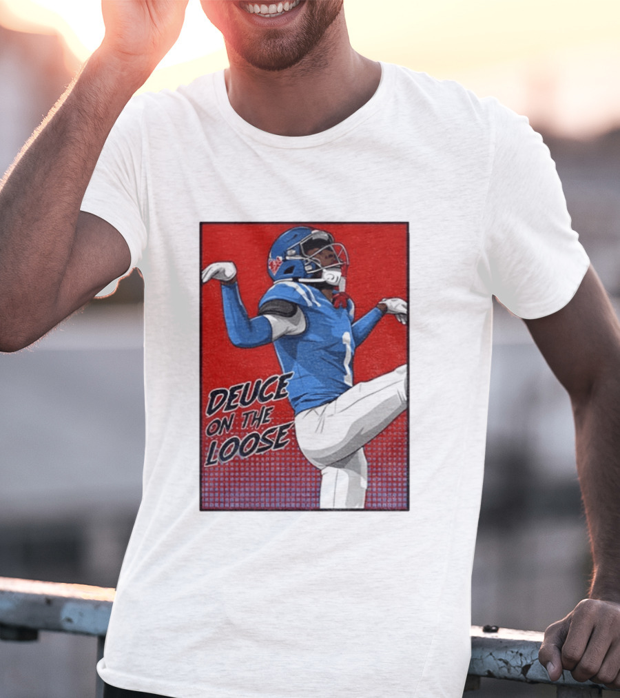 Deuce On The Loose Ole Miss Rebels Football Player Action T-Shirt