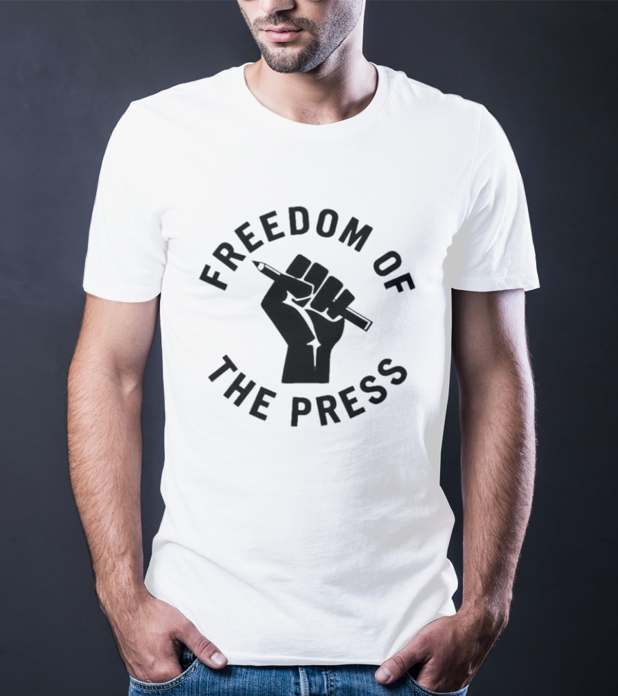 Freedom Of The Press Raised Fist Holding Pencil T-Shirt