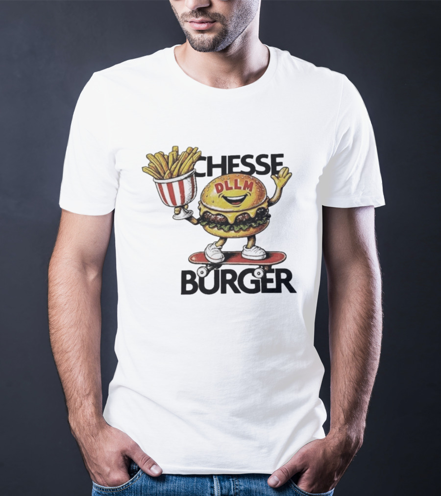 Hong Kong Dllm Chesse Burger Skateboard Fries T-Shirt