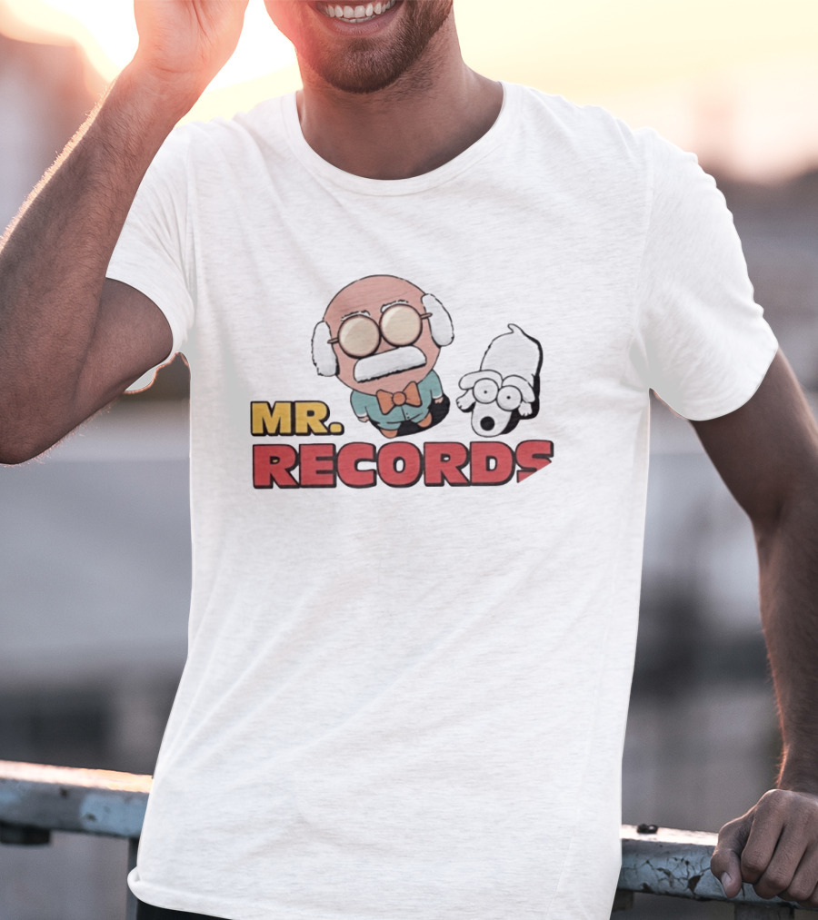 MR. RECORDS Cartoon Style Grandpa And Dog Duo T-Shirt