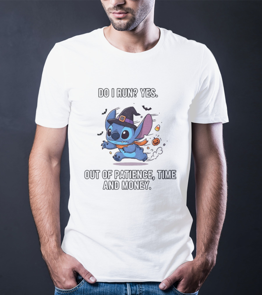 Stitch Witch Do I Run Yes Out Of Patience Time And Money Halloween T-Shirt