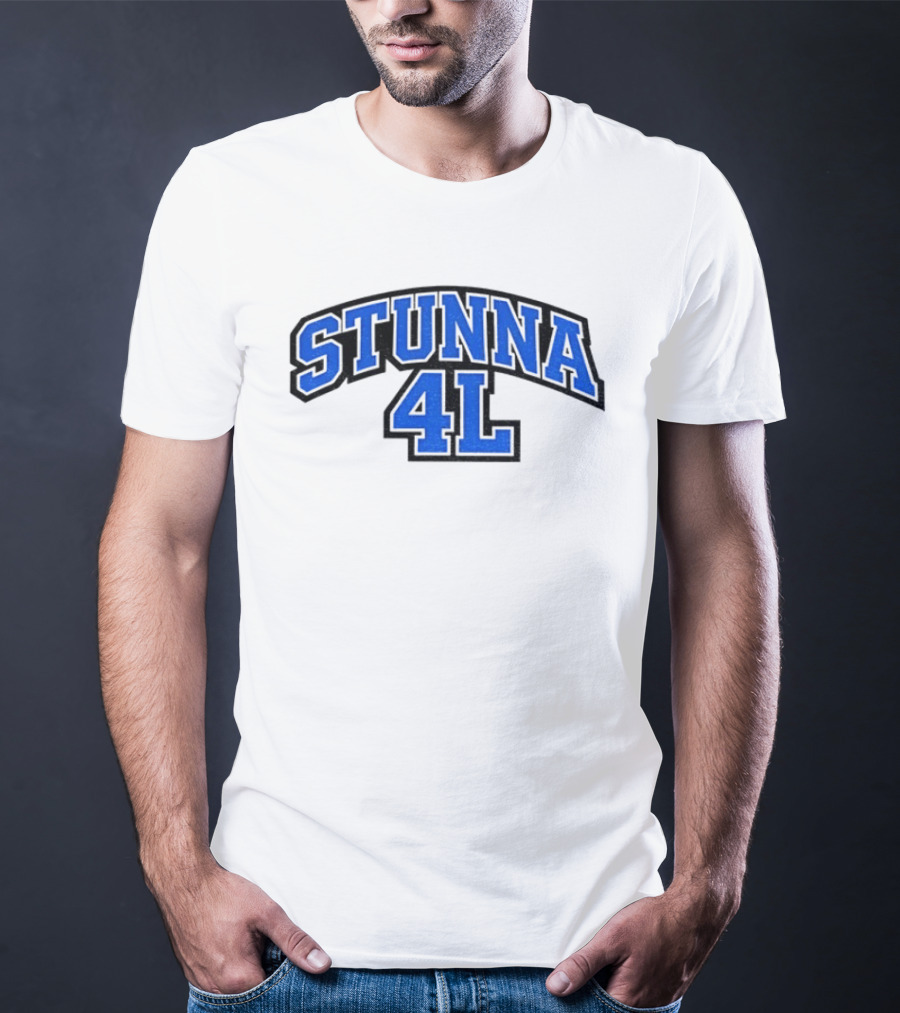 STUNNA 4L Bold Blue Arch Lettering T-Shirt