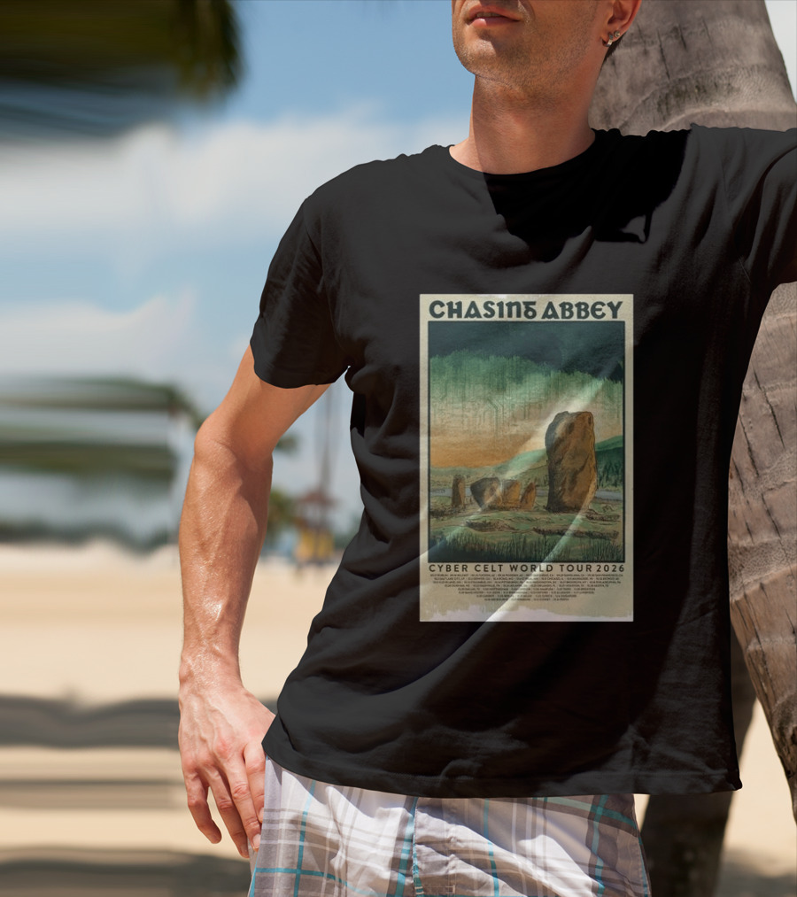 Chasin Abbey Cyber Celt World Tour 2026 Stone Circle Landscape T-Shirt