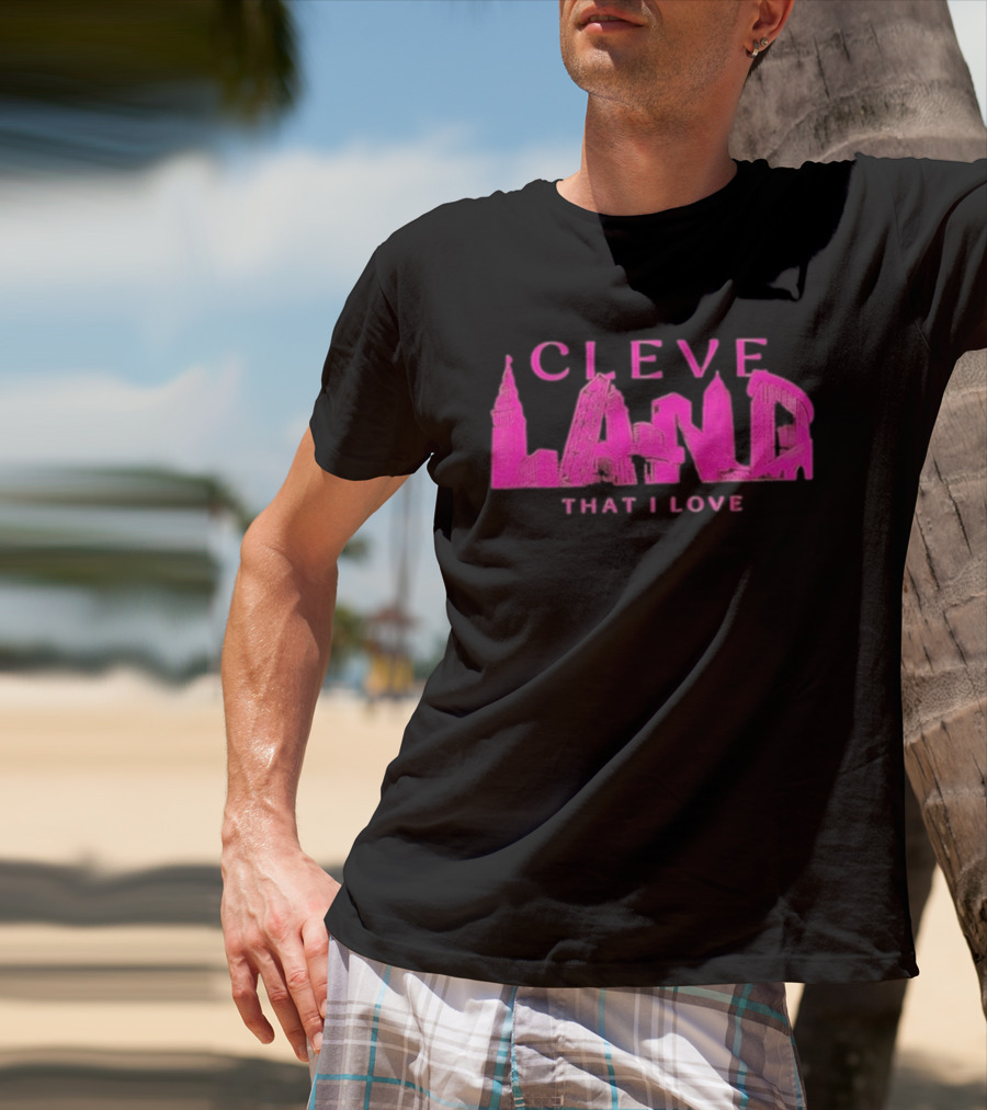 Cleveland Landmarks That I Love Pink Skyline T-Shirt