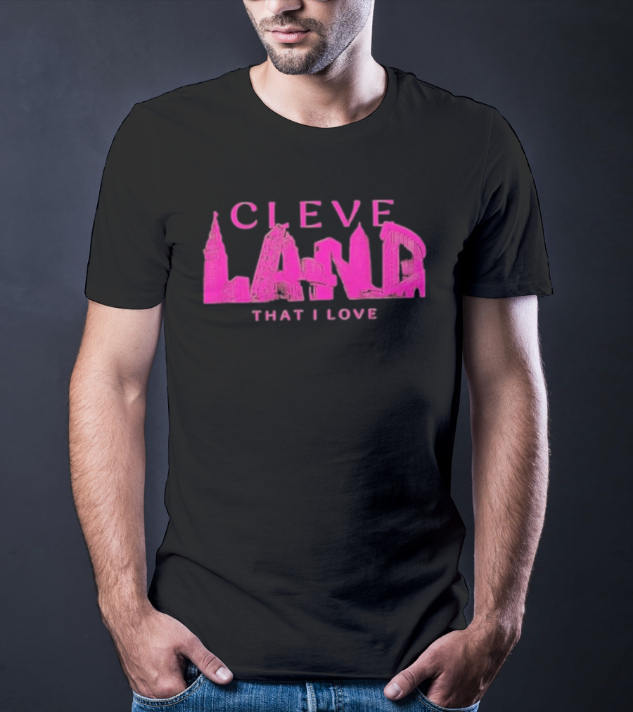 Cleveland Landmarks That I Love Pink Skyline T-Shirt