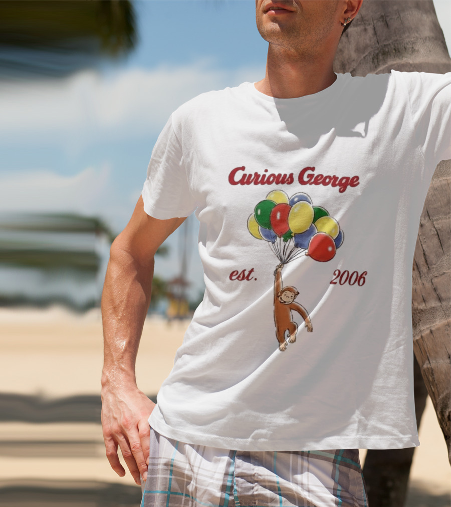 Curious George Est 2006 Balloons Vintage Style Retro Fun T-Shirt