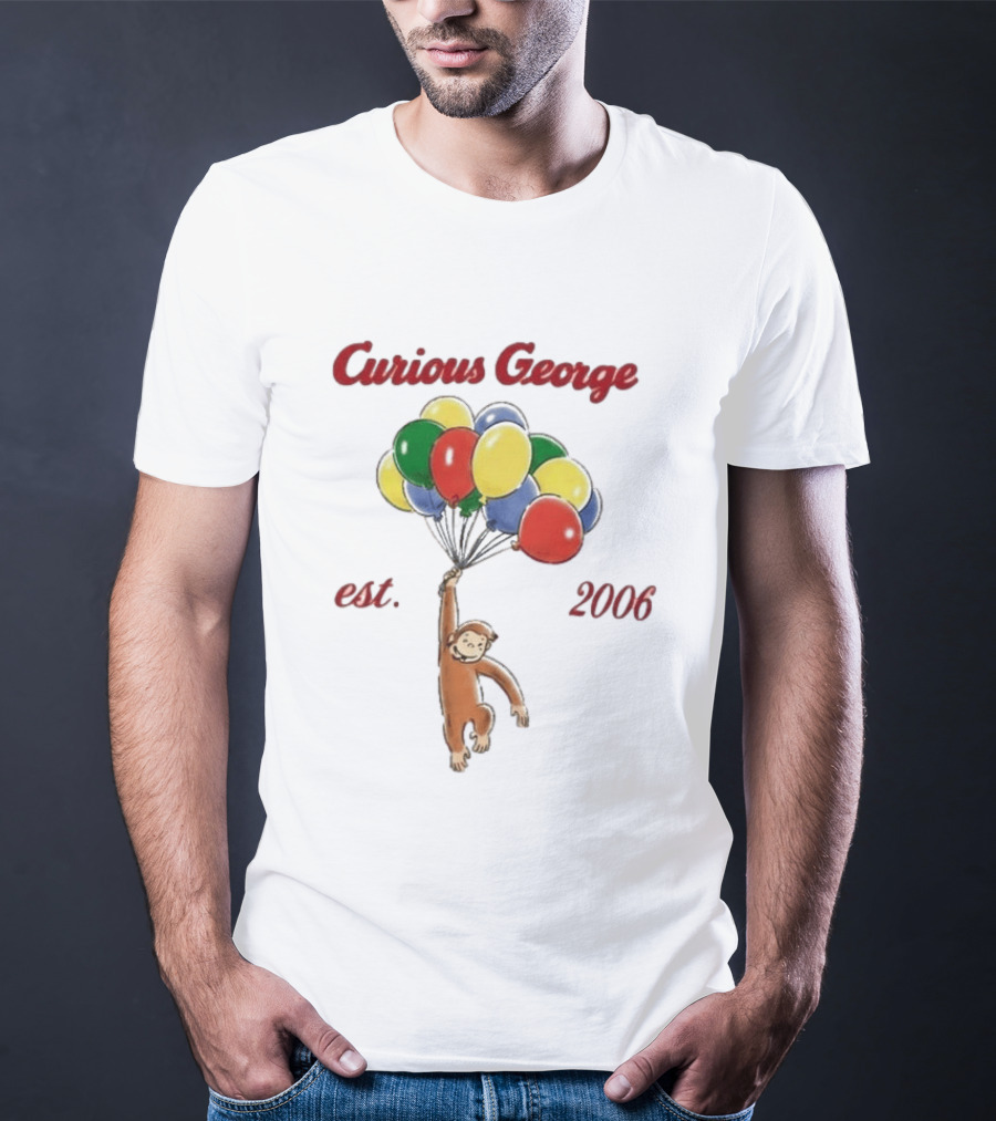 Curious George Est 2006 Balloons Vintage Style Retro Fun T-Shirt