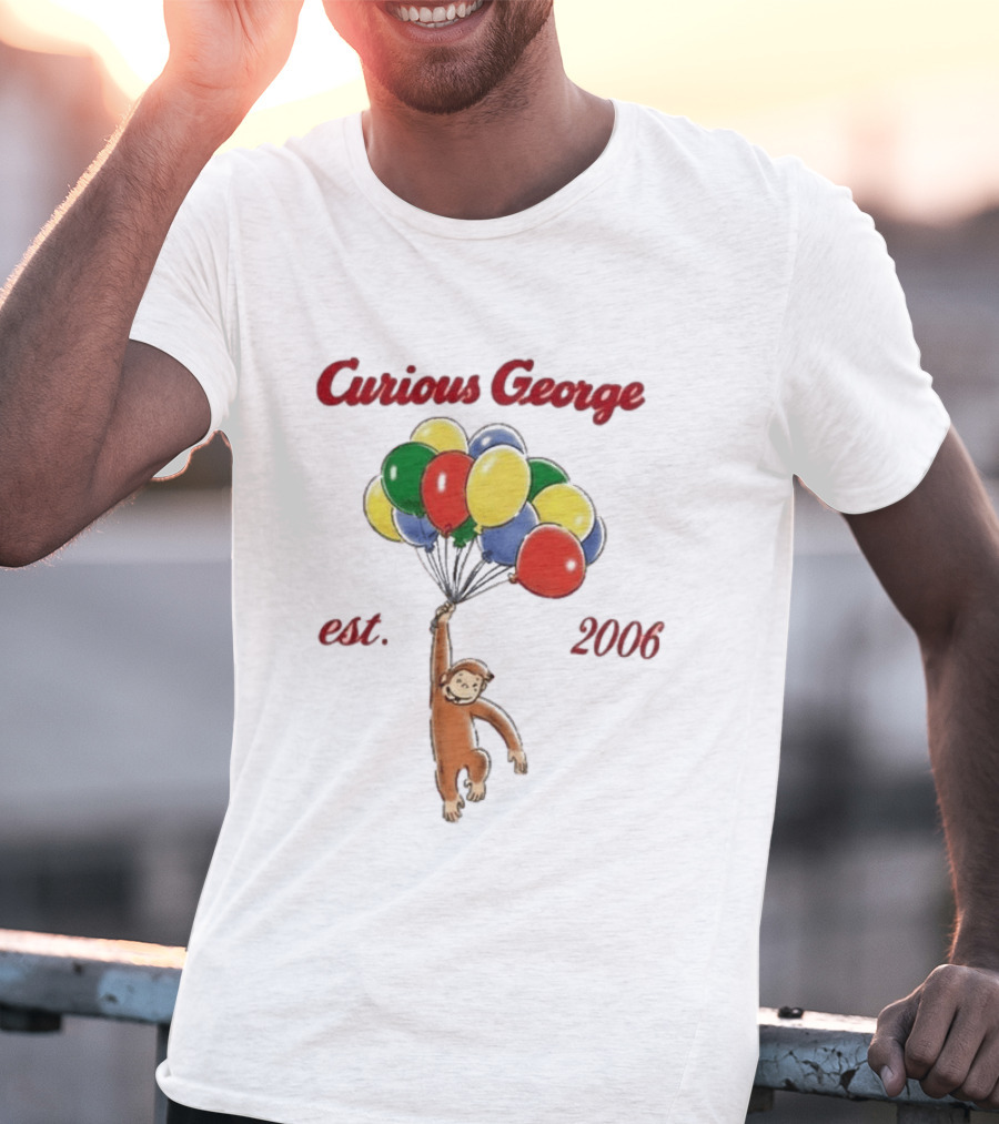 Curious George Est 2006 Balloons Vintage Style Retro Fun T-Shirt
