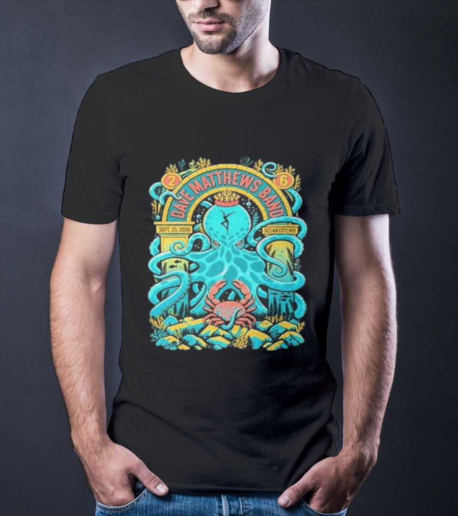 Dave Matthews Band Sept 25 2026 Ocean City Maryland Festival Ocean Crab Octopus T-Shirt