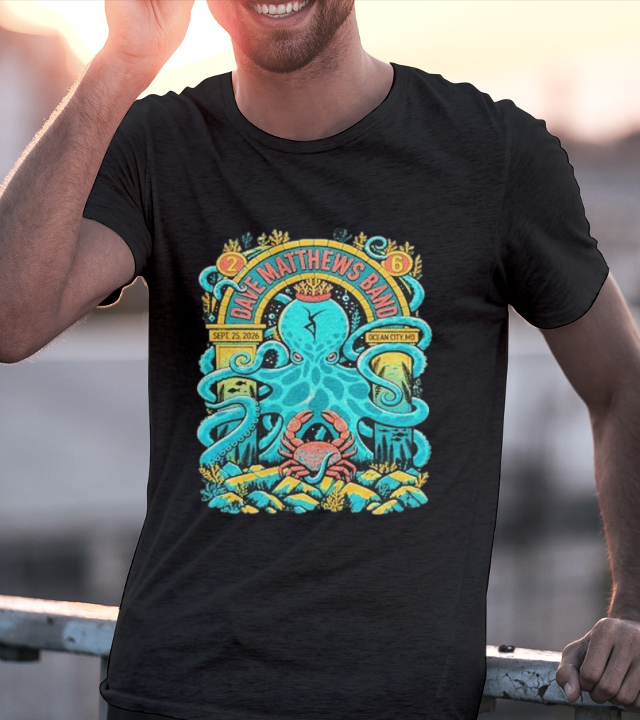 Dave Matthews Band Sept 25 2026 Ocean City Maryland Festival Ocean Crab Octopus T-Shirt