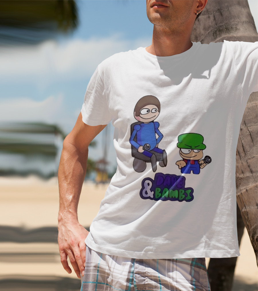 Friday Night Funkin Dave And Bambi Characters With Microphones T-Shirt
