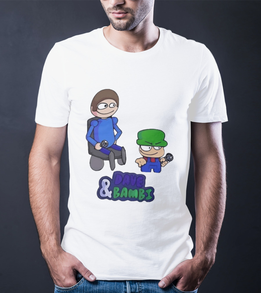 Friday Night Funkin Dave And Bambi Characters With Microphones T-Shirt