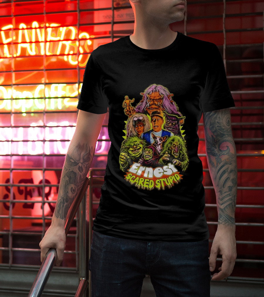 Ernest Scared Stupid Movie Characters Jim Varney Trolls Colorful T-Shirt