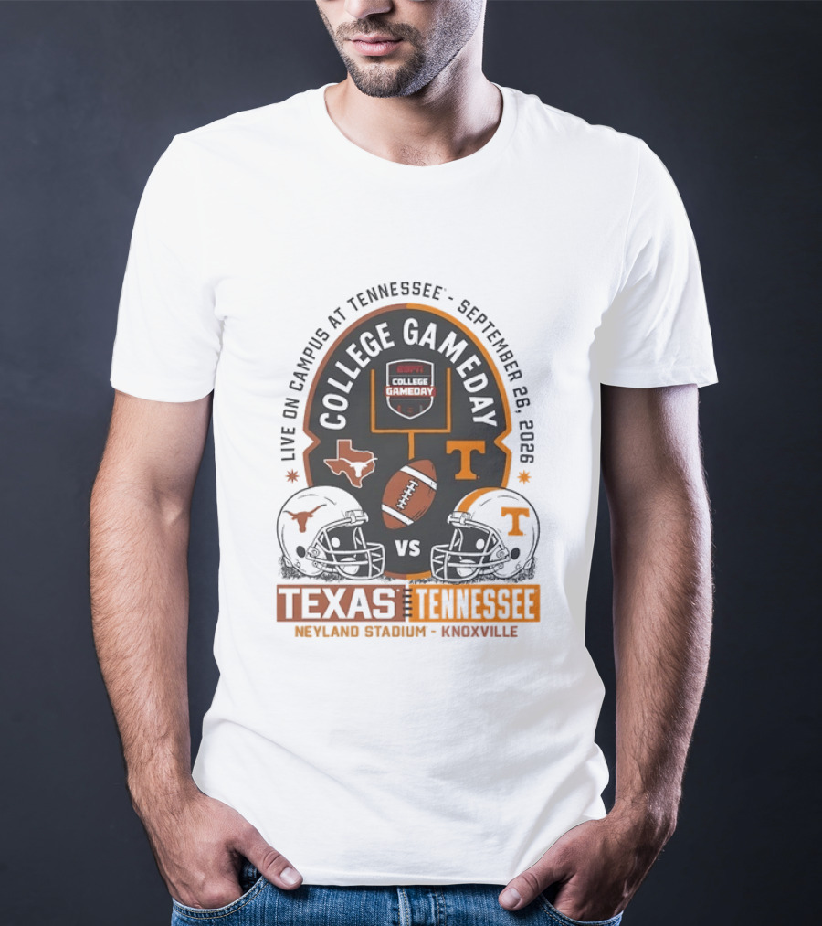 Live On Campus ESPN College GameDay Texas Vs Tennessee Neyland Stadium September 26 2026 T-Shirt