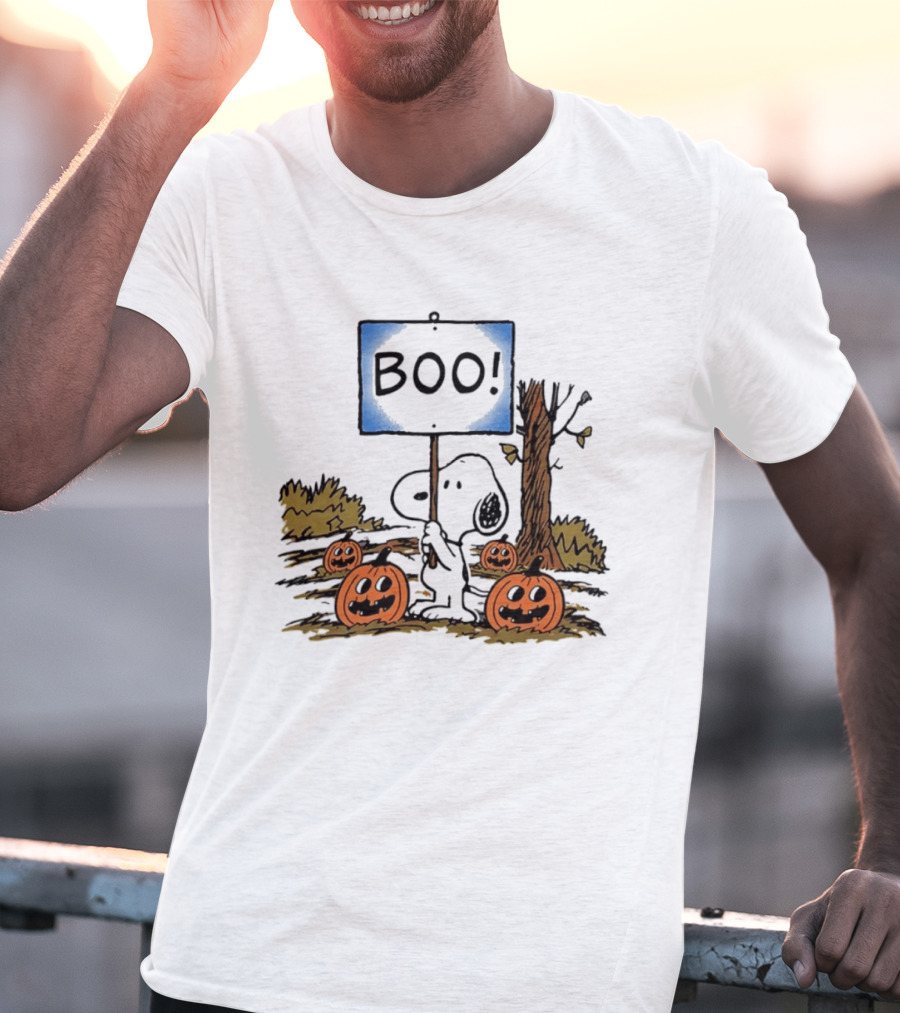 Snoopy Boo Sign Peanuts Halloween Pumpkins T-Shirt