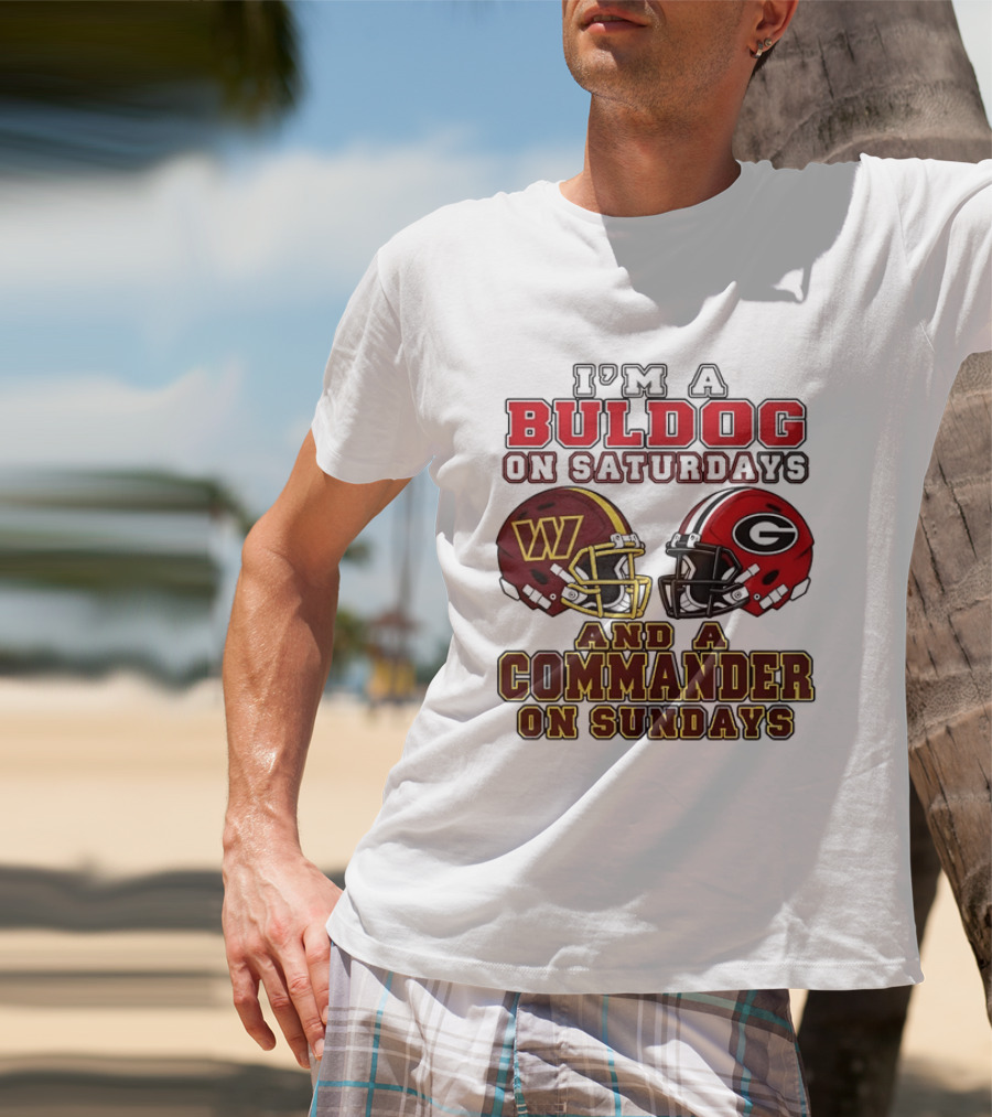 I'm A Bulldog On Saturdays And A Commander On Sundays Football Helmets T-Shirt
