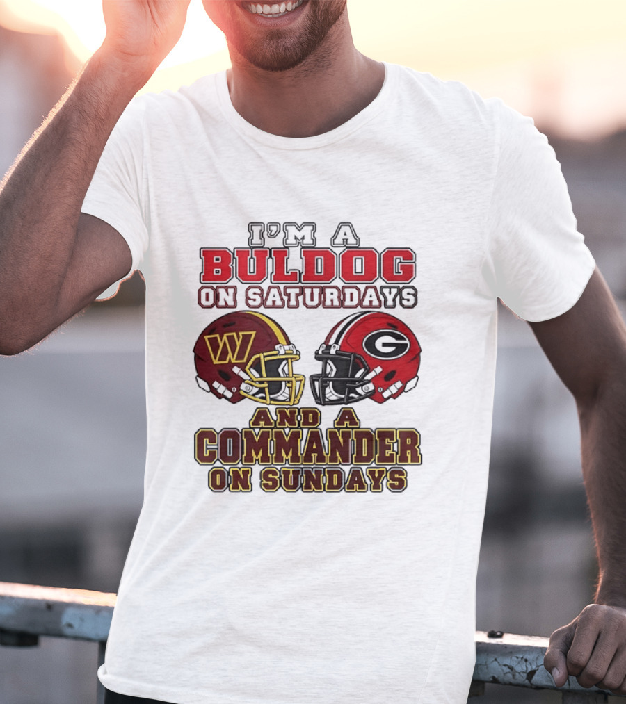 I'm A Bulldog On Saturdays And A Commander On Sundays Football Helmets T-Shirt